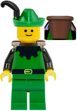 Lego figurka Castle Forestman Black Green Hat - prasklý trup