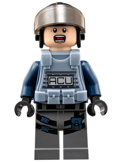 Lego figurka Jurassic World ACU Trooper Male Black Aviator Cap