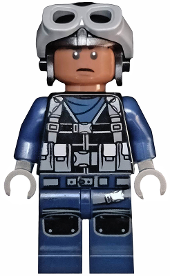 Lego figurka Jurassic World ACU Pilot Male Black Aviator Cap