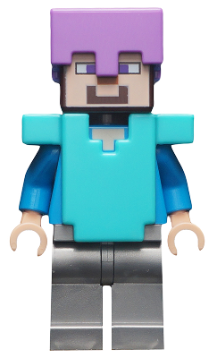 Lego figurka Minecraft Steve (Light Nougat) Flat Silver Legs