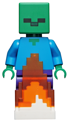 Lego figurka Minecraft Zombie Dark Purple Legs Fire Base
