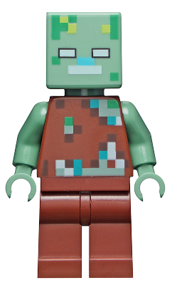 Lego figurka Minecraft Drowned Zombie Dark Brown Dark Turquoise