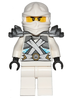 Lego figurka Ninjago Zane - mírně opotřebovaný potisk hlavy a trupu