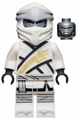 Lego figurka Ninjago Zane Legacy Flat Silver Head (Nová)