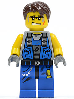 Lego figurka Power Miners Power Miner Orange Scar Hair - prasklá ruka