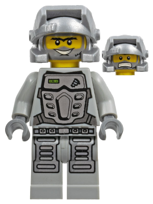 Lego figurka Power Miners Power Miner Duke Gray Outfit - prasklá ruka