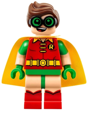 Lego figurka Super Heroes Robin Green Glasses Smile / Scared Pattern