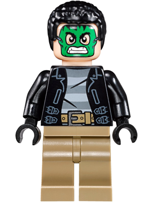 Lego figurka Super Heroes Masked Robber Green Mask Striped Shirt