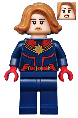 Lego figurka Super Heroes Captain Marvel - opotřebovaný potisk úst