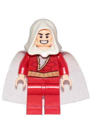 Lego figurka Super Heroes Shazam White Hood - poškozená kapuce nahoře