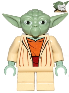 Lego figurka Star Wars Yoda Clone Wars White Hair - prasklé ruce