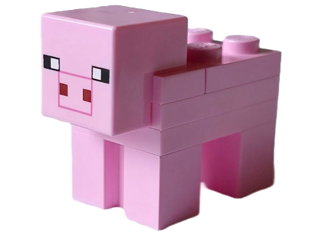 Lego Minecraft Pig (2 x 2 Plate, Plain Snout with Dark Pink Outline)