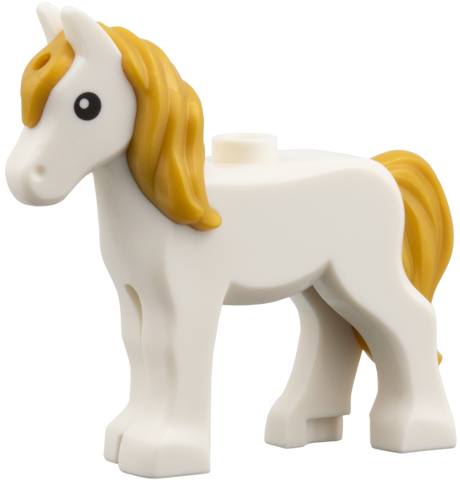 Lego White Horse Foal with Stud on Back (Nový)