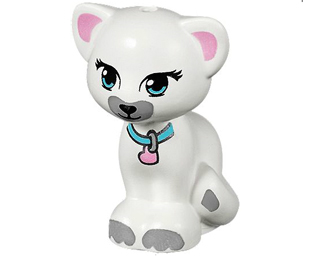 Lego White Cat Mini Doll Style Sitting