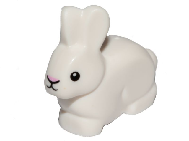 Lego White Bunny / Rabbit with Black Eyes