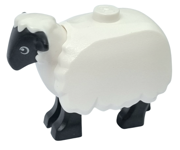 Lego White Sheep with Black Head and Legs (Nový)