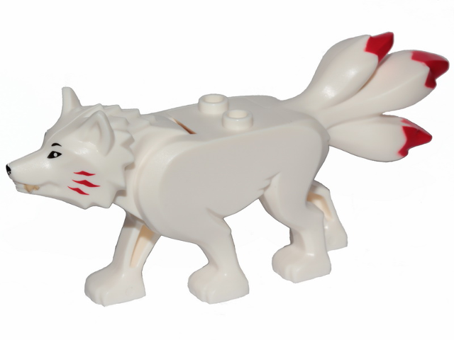 Lego White Wolf with Black Eyes and Nose