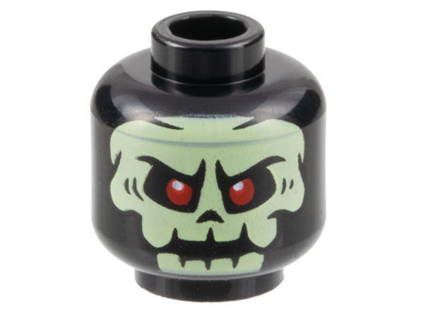 Lego Black Head Alien Yellowish Green Skull