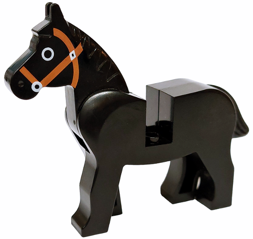 Lego Black Horse with Black Eyes Circled
