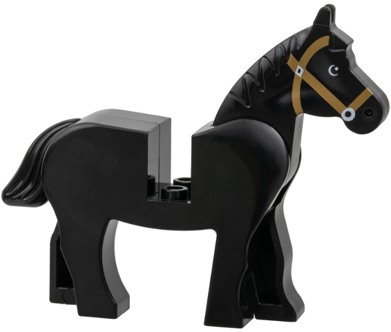 Lego Black Horse with Black and White Eyes