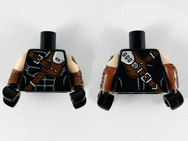 Lego Black Torso Reddish Brown and Silver Crossbelt