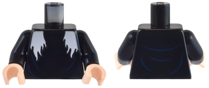 Lego Black Torso Long White Hair Ends
