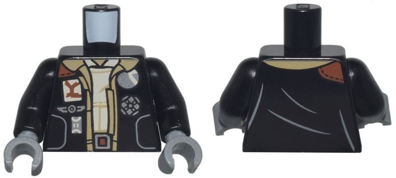Lego Black Torso Jacket with Buttons and Badges