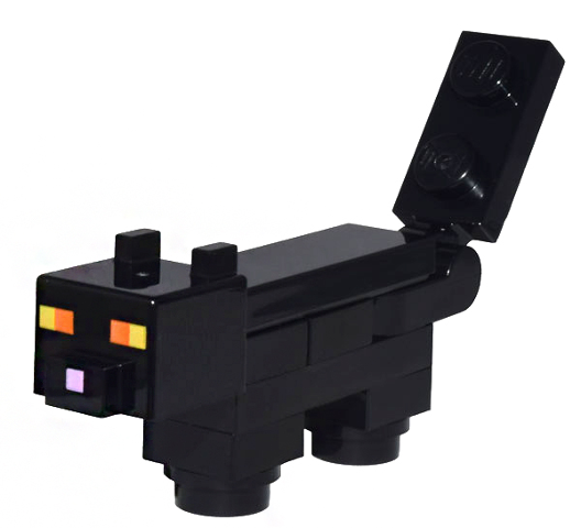 Lego Black Minecraft Cat Black Brick Built