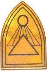 Lego Pearl Gold Shield Triangular Long with Black Outlines (Nový)