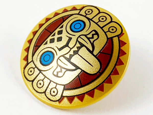 Lego Pearl Gold Shield Circular / Round Convex Face (Nový)