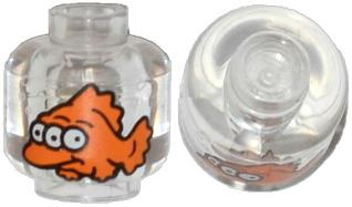 Lego Trans-Clear Head without Face with Orange Fish