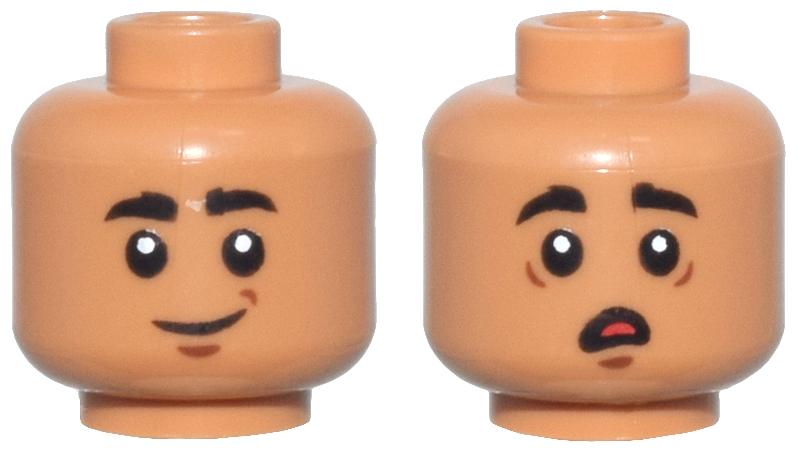 Lego Medium Nougat Head Dual Sided Thick Black Eyebrows