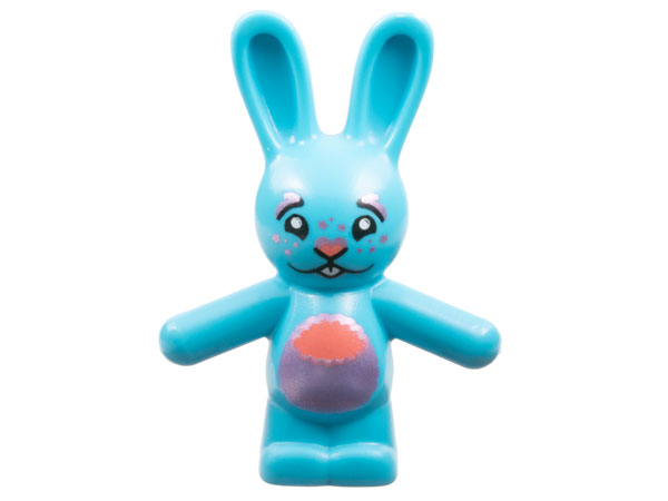 Lego Medium Azure Bunny / Rabbit Standing with Black Eyes (Nový)