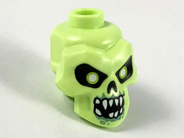 Lego Yellowish Green Head Modified Skull with Black Eyes