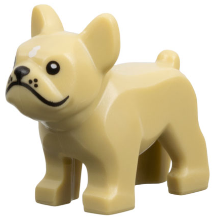 Lego Tan Dog French Bulldog with Black Eyes