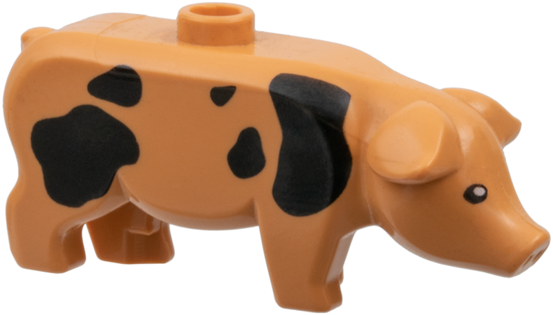 Lego Nougat Pig with Black and White Eyes