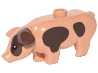 Lego Nougat Pig with Black and White Eyes