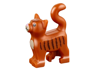Lego Dark Orange Cat Standing with Black Eyes