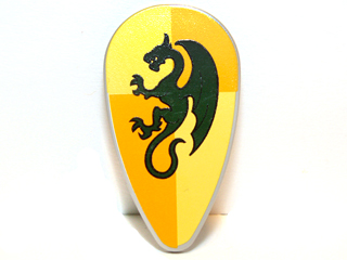 Lego Light Bluish Gray Shield Oval - mírně opotřebovaný potisk