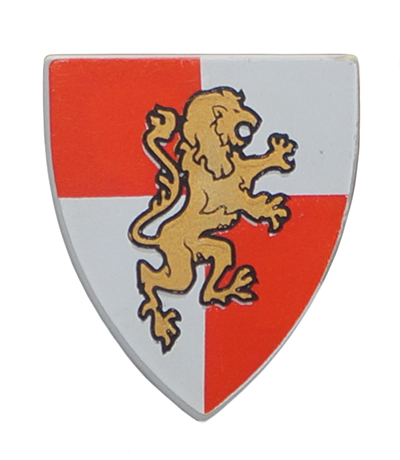 Lego Light Bluish Gray Shield Triangular Short with Gold Lion