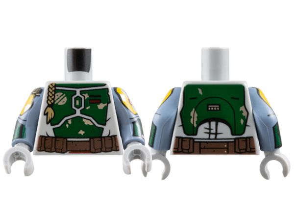 Lego Light Bluish Gray Torso SW Mandalorian Dark Green Armor